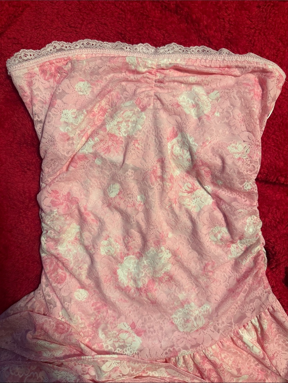 VS PINK x LoveShackFancy Strapless Lace Mini Dress Pink Floral S Capsule - Picture 7 of 9